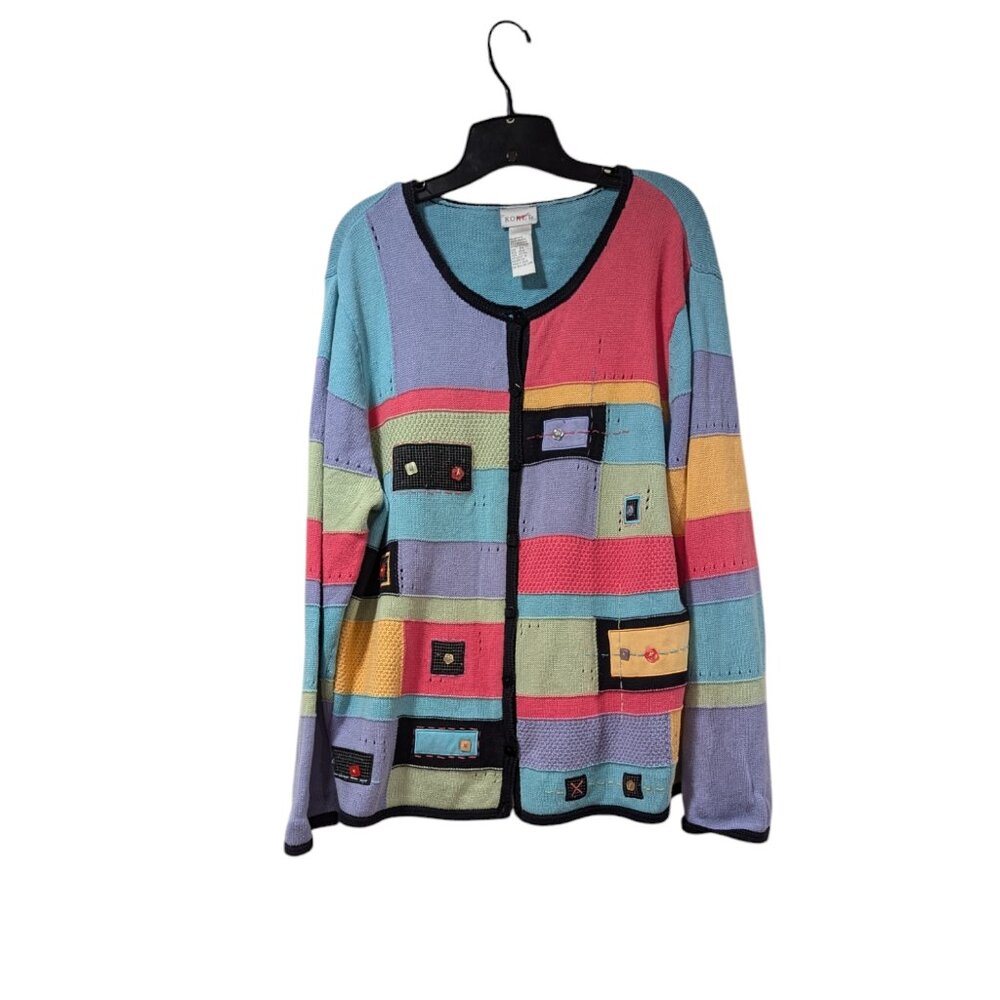 Koret Vintage Patchwork Plus Size Colorblock Butt… - image 1